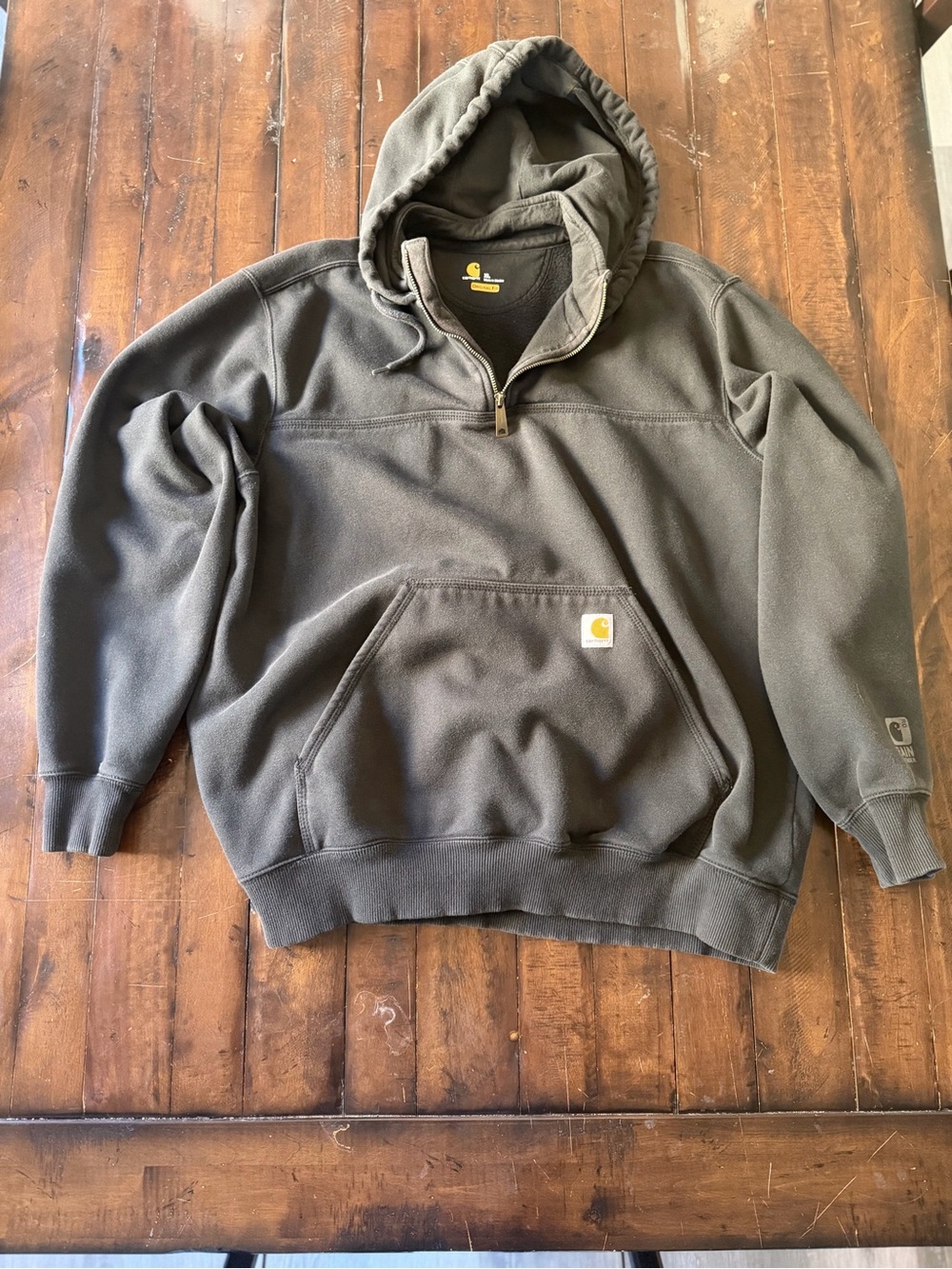 Carhartt Rain Defender Paxton Heavyweight Hooded Zip Mock Sweatshirt Faded Black